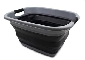 img 4 attached to 🧺 SAMMART 21L (5.5 Gallon) Collapsible Laundry Basket Tub - Foldable Storage Container Organizer - Portable Washing Bin - Space-Saving Hamper, Water Capacity: 17L (4.49 Gallon) (Dark Grey/Black)