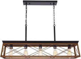 img 2 attached to Stylish & Functional: HMVPL 5-Lights Industrial Swag Chandeliers for Kitchen, Dining Room, Bedroom & More