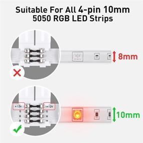 img 3 attached to 💡 Enhance LED Strip Connectivity: 5 Pcs 4-Pin RGB LED Connectors for 10mm Gapless Solderless Extension – Ideal for SMD 3528/5050 LED Strips