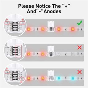 img 1 attached to 💡 Enhance LED Strip Connectivity: 5 Pcs 4-Pin RGB LED Connectors for 10mm Gapless Solderless Extension – Ideal for SMD 3528/5050 LED Strips