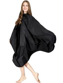 img 4 attached to Water-Repellent Black Hair Styling Cape with Snap Closure - WM BEAUTY Парикмахерскаяcape, размеры 58x50 дюймов.