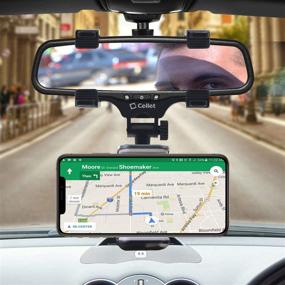 img 2 attached to 📱 Cellet Car Rearview Mirror Phone Holder Mount Cradle for Apple iPhone 12 Mini, 11 Pro Max, Xr, Xs, X SE, 8, 7, and Google Maps GPS Navigation