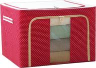 🔴 oxford cloth steel frame storage box bag: foldable, sturdy, and efficient storage solution for clothes, bedding, and blankets (red, 15.4x11.4x7.9 in) логотип