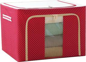 img 4 attached to 🔴 Oxford Cloth Steel Frame Storage Box Bag: Foldable, Sturdy, and Efficient Storage Solution for Clothes, Bedding, and Blankets (Red, 15.4x11.4x7.9 IN)