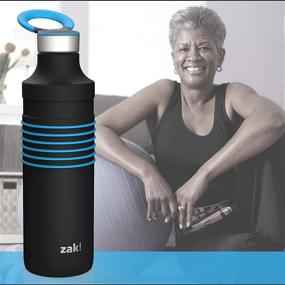 img 2 attached to 💦 Zak Designs HydraTrak Stainless Steel Insulated Water Bottle Non-BPA, 1pk (22oz, Blue) - Stay Hydrated on the Go with Style!