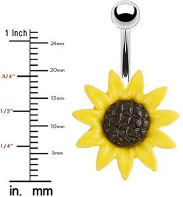 img 1 attached to 🌻 Stunning Sunflower Belly Button Ring | 14 Gauge | CrazyPiercing