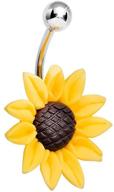 🌻 stunning sunflower belly button ring | 14 gauge | crazypiercing logo