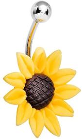 img 4 attached to 🌻 Stunning Sunflower Belly Button Ring | 14 Gauge | CrazyPiercing