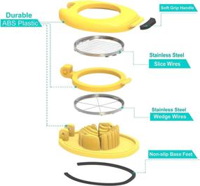 img 3 attached to 🥚 Желтый яйцорез: легкое нарезание, резание ломтиками и нарезка твердых яиц с прочным корпусом из АБС-пластика и нержавеющей стальной проволокой - противоскользящие ножки, подходит для посудомоечной машины, не содержит БПА.