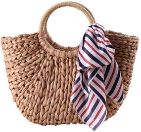 img 4 attached to 🌞 Chic and Sustainable Summer Handbags: Natural Straw Handle Handbags for Women with Wallets and Top-Handle Bags