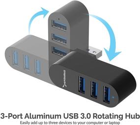 img 3 attached to Sabrent Mini USB 3.0 Hub [90°/180° Rotatable] - Premium Aluminum, 3 Port (HB-R3MB)