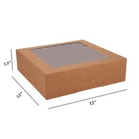 img 3 attached to 🍰 Tcoivs 20-Pack Pie Boxes 12"x12"x2.5", Bakery Boxes with Window for Pies, Muffins, Donuts - Brown