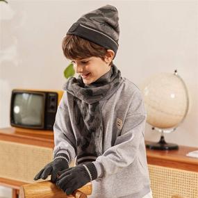 img 1 attached to Warm Winter Hat and Gloves Set for Boys - accsa 3pcs Kids Knit Beanie, Gloves, and Scarf