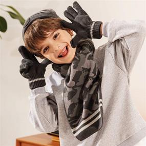 img 3 attached to Warm Winter Hat and Gloves Set for Boys - accsa 3pcs Kids Knit Beanie, Gloves, and Scarf