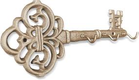 img 3 attached to Rustic Vintage Cast Iron Wall Hooks - Large Skeleton Key Wall Decor by Wallcharmers