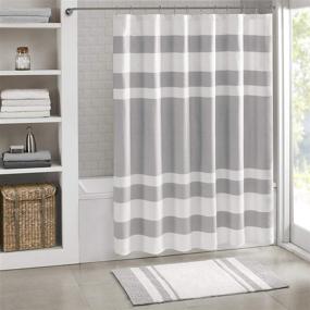 img 4 attached to Enhance Your Bathroom Décor with the Madison Park Spa Waffle Shower Curtain - Water Repellent Treatment, Modern Design in Grey - Standard Size 72X72