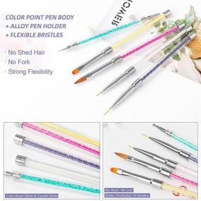 img 1 attached to Feugole 5Pcs Nail Art Liner Brushes - Acrylic Nail Brush Set with Metal Handle for Gel Nail Drawing, Painting, Dotting - Professional Nail DIY Salon Tools