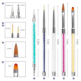 img 3 attached to Feugole 5Pcs Nail Art Liner Brushes - Acrylic Nail Brush Set with Metal Handle for Gel Nail Drawing, Painting, Dotting - Professional Nail DIY Salon Tools