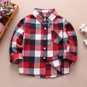 img 2 attached to Little Sleeve Button Flannel Months Boys' Clothing for Tops, Tees & Shirts