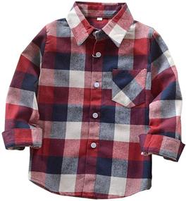 img 4 attached to Little Sleeve Button Flannel Months Boys' Clothing for Tops, Tees & Shirts