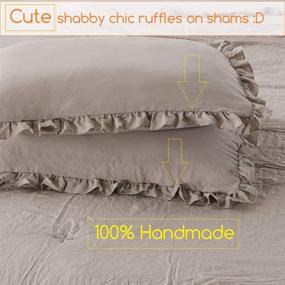 img 1 attached to 🛏️ Shabby Ruffled Comforter Set 3 Pieces: Luxuriously Lightweight Taupe Bed Comforter with Microfiber Inner Fill - King Size Bedding