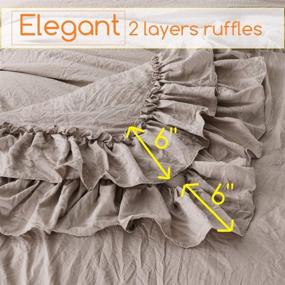 img 2 attached to 🛏️ Shabby Ruffled Comforter Set 3 Pieces: Luxuriously Lightweight Taupe Bed Comforter with Microfiber Inner Fill - King Size Bedding