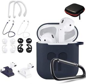 img 4 attached to 💙 TOLUOHU Чехол для AirPods: Полный набор аксессуаров из силикона 12 в 1 для Apple AirPods 1 и 2 - синий.