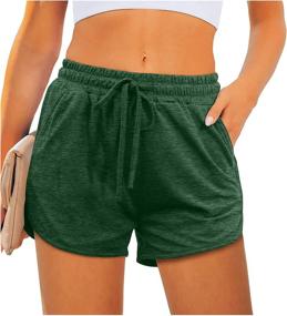 img 3 attached to 🐬 Aloodor Women's Running Dolphin Shorts with Pockets, Drawstring Waistband - Athletic Shorts
