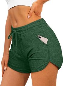 img 4 attached to 🐬 Aloodor Women's Running Dolphin Shorts with Pockets, Drawstring Waistband - Athletic Shorts
