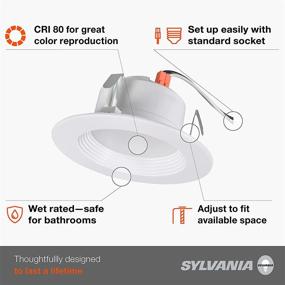 img 3 attached to 💡 SYLVANIA 4-Inch LED Recessed Lighting Downlight with Trim, Dimmable, 7.5W=65W, 600 Lumens, Warm White 3000K, Wet Rated, UL Listed, Energy Star Certified - Pack of 4 (62022)