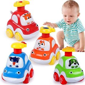 img 4 attached to 🚚 Press and Go Cartoon Truck Baby Toy Cars - Educational Toys for 1 Year Old Boy - Pull Back Cars for Toddlers 1-3 - Baby Toys 12-18 Months - Gifts for 1 2 3 Year Old Boys Girls
