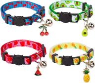 🐱 shop now: adoggo breakaway cat collar with bell, 4 pack summer fruit style kitten collar adjustable cat collars for your kitty cat logo