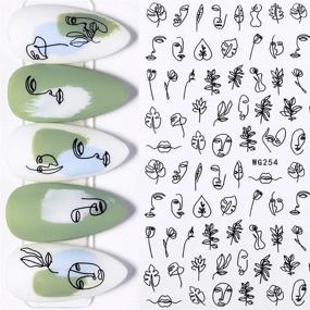 img 2 attached to 🎨 Graffiti Fun Nail Art Stickers: Abstract Lady Face Rose Leaf Design for Perfect Manicure - 6 Sheets