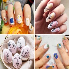 img 3 attached to 🎨 Graffiti Fun Nail Art Stickers: Abstract Lady Face Rose Leaf Design for Perfect Manicure - 6 Sheets