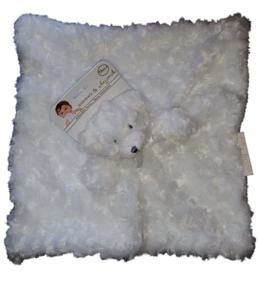 img 1 attached to 🐻 White Bear Security Blanket by Blankets & Beyond with Rosette Design