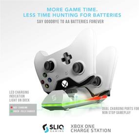 img 3 attached to 🎮 Modern Xbox One Controller Charger and Battery Pack (White) - Dual Gamepad Compatible, with 2 Rechargeable Batteries, Charging Dock & Stand - For Xbox One, Xbox One S, Xbox One X, PC