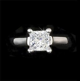 img 2 attached to 💍 Supreme 1.5 Carat Realistic Princess Cut Simulated Diamond Ring | Platinum Plated 925 Silver - Top Grade