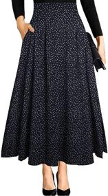 img 3 attached to RANPHEE Women's A-line Maxi Skirt: Ankle Length, Flowy, High Waist with Pockets
