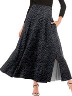 ranphee women's a-line maxi skirt: ankle length, flowy, high waist with pockets logo