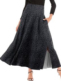 img 4 attached to RANPHEE Women's A-line Maxi Skirt: Ankle Length, Flowy, High Waist with Pockets