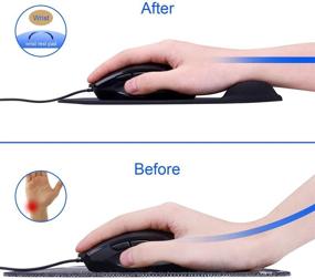 img 2 attached to 🖱️ JIKIOU 2 Pack Ergonomic Mouse Pad with Gel Wrist Rest Support, Comfortable Non-Slip PU Base for Computer Laptop Home Office Travel, Small Size (9 x 7.5 inch), Black