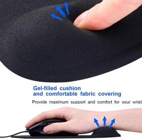 img 1 attached to 🖱️ JIKIOU 2 Pack Ergonomic Mouse Pad with Gel Wrist Rest Support, Comfortable Non-Slip PU Base for Computer Laptop Home Office Travel, Small Size (9 x 7.5 inch), Black