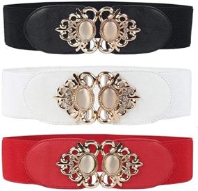 img 4 attached to 👗 Wide Elastic Stretch Waist Belts for Dresses - Swtddy 3 Pack: A Vintage Touch!