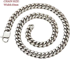 img 3 attached to 🔗 High-end 18K Gold Silver Stainless Steel Miami Cuban Chain Hip Hop Curb Link Necklace for Men and Women, Suitable as a Sturdy and Heavy-Duty Dog Collar Adjustable Necklace