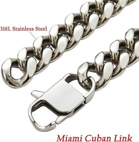 img 2 attached to 🔗 High-end 18K Gold Silver Stainless Steel Miami Cuban Chain Hip Hop Curb Link Necklace for Men and Women, Suitable as a Sturdy and Heavy-Duty Dog Collar Adjustable Necklace