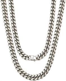 img 4 attached to 🔗 High-end 18K Gold Silver Stainless Steel Miami Cuban Chain Hip Hop Curb Link Necklace for Men and Women, Suitable as a Sturdy and Heavy-Duty Dog Collar Adjustable Necklace