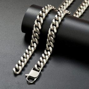 img 1 attached to 🔗 High-end 18K Gold Silver Stainless Steel Miami Cuban Chain Hip Hop Curb Link Necklace for Men and Women, Suitable as a Sturdy and Heavy-Duty Dog Collar Adjustable Necklace