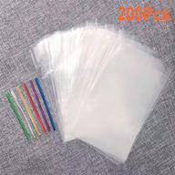 🍬 cellophane treat bags 8x12 inches for bakery, popcorn, cookies, candies, desserts | clear plastic bags with 6 twist tie colors | 100 bags + 100 twist ties included logo
