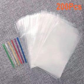 img 4 attached to 🍬 Cellophane Treat Bags 8x12 Inches for Bakery, Popcorn, Cookies, Candies, Desserts | Clear Plastic Bags with 6 Twist Tie Colors | 100 Bags + 100 Twist Ties Included