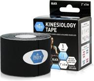 🏋️ latex-free medpride kinesiology tape for pain relief - therapeutic sports tape supports injured muscles and joints - athletic tape stabilizes knee - 1 uncut tape roll [2” x 16.4 feet] in black color логотип